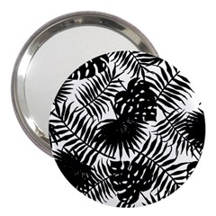 Black And White Tropical Leafs Pattern, Vector Image 3  Handbag Mirrors by Casemiro