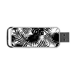 Black And White Tropical Leafs Pattern, Vector Image Portable Usb Flash (two Sides) by Casemiro