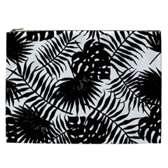 Black And White Tropical Leafs Pattern, Vector Image Cosmetic Bag (xxl) by Casemiro