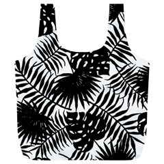 Black And White Tropical Leafs Pattern, Vector Image Full Print Recycle Bag (xl) by Casemiro