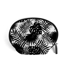 Black And White Tropical Leafs Pattern, Vector Image Accessory Pouch (small) by Casemiro