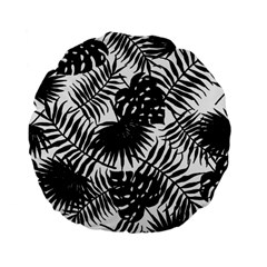 Black And White Tropical Leafs Pattern, Vector Image Standard 15  Premium Flano Round Cushions by Casemiro