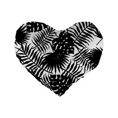 Black And White Tropical Leafs Pattern, Vector Image Standard 16  Premium Flano Heart Shape Cushions by Casemiro