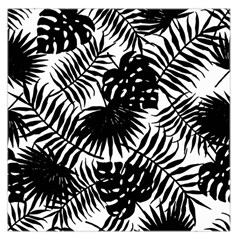 Black And White Tropical Leafs Pattern, Vector Image Large Satin Scarf (square) by Casemiro