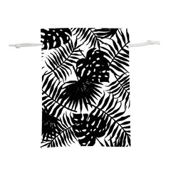 Black And White Tropical Leafs Pattern, Vector Image Lightweight Drawstring Pouch (m) by Casemiro