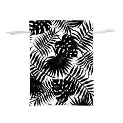 Black And White Tropical Leafs Pattern, Vector Image Lightweight Drawstring Pouch (l) by Casemiro