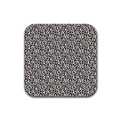 Leopard Spots Pattern, Geometric Dots, Animal Fur Print Rubber Coaster (square)  by Casemiro