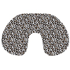 Leopard Spots Pattern, Geometric Dots, Animal Fur Print Travel Neck Pillow by Casemiro