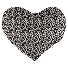 Leopard Spots Pattern, Geometric Dots, Animal Fur Print Large 19  Premium Flano Heart Shape Cushions by Casemiro