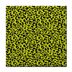 Leopard Spots Pattern, Yellow And Black Animal Fur Print, Wild Cat Theme Tile Coaster by Casemiro