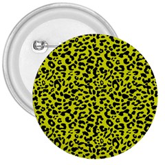 Leopard Spots Pattern, Yellow And Black Animal Fur Print, Wild Cat Theme 3  Buttons by Casemiro