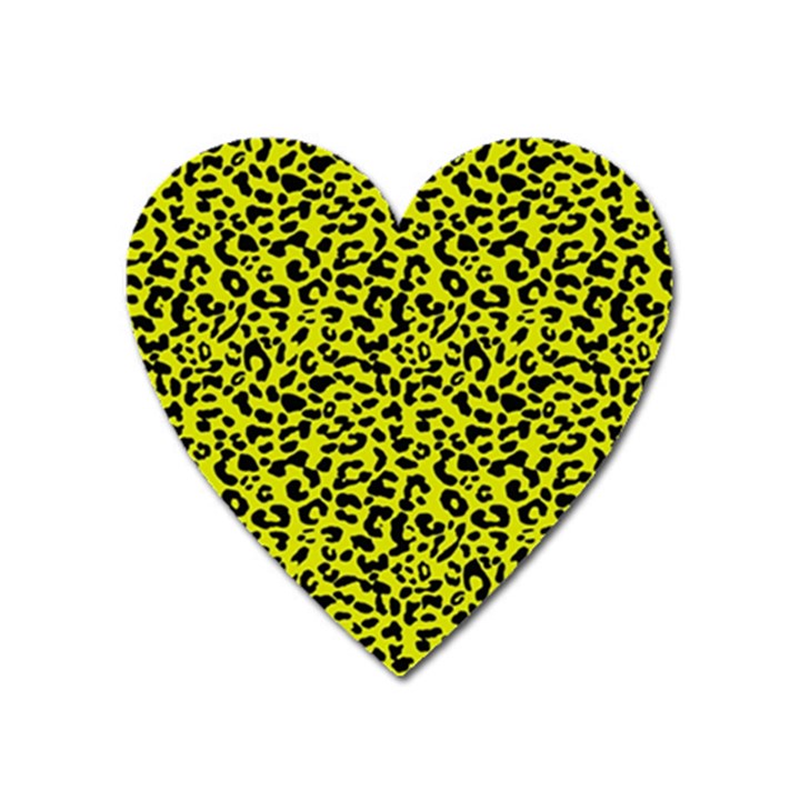 Leopard spots pattern, yellow and black animal fur print, wild cat theme Heart Magnet