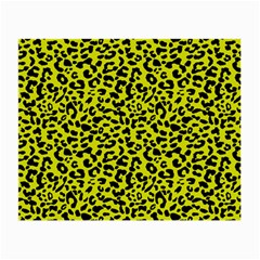 Leopard Spots Pattern, Yellow And Black Animal Fur Print, Wild Cat Theme Small Glasses Cloth (2 Sides) by Casemiro