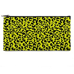 Leopard Spots Pattern, Yellow And Black Animal Fur Print, Wild Cat Theme Pencil Case by Casemiro