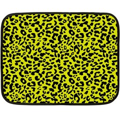 Leopard Spots Pattern, Yellow And Black Animal Fur Print, Wild Cat Theme Double Sided Fleece Blanket (mini)  by Casemiro