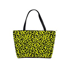 Leopard Spots Pattern, Yellow And Black Animal Fur Print, Wild Cat Theme Classic Shoulder Handbag by Casemiro