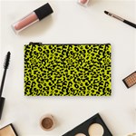 Leopard spots pattern, yellow and black animal fur print, wild cat theme Cosmetic Bag (Small) Front