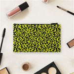 Leopard spots pattern, yellow and black animal fur print, wild cat theme Cosmetic Bag (Small) Back