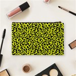 Leopard spots pattern, yellow and black animal fur print, wild cat theme Cosmetic Bag (Medium) Back