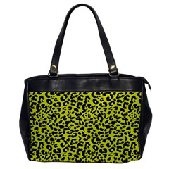 Leopard Spots Pattern, Yellow And Black Animal Fur Print, Wild Cat Theme Oversize Office Handbag by Casemiro