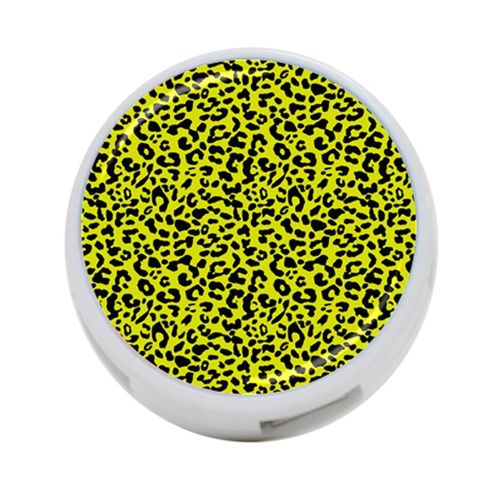 Leopard spots pattern, yellow and black animal fur print, wild cat theme 4-Port USB Hub (Two Sides)