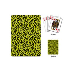 Leopard Spots Pattern, Yellow And Black Animal Fur Print, Wild Cat Theme Playing Cards Single Design (mini) by Casemiro