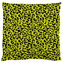 Leopard Spots Pattern, Yellow And Black Animal Fur Print, Wild Cat Theme Large Cushion Case (two Sides) by Casemiro