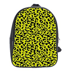 Leopard Spots Pattern, Yellow And Black Animal Fur Print, Wild Cat Theme School Bag (xl) by Casemiro