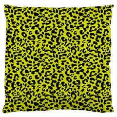 Leopard Spots Pattern, Yellow And Black Animal Fur Print, Wild Cat Theme Large Flano Cushion Case (two Sides) by Casemiro