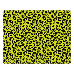 Leopard Spots Pattern, Yellow And Black Animal Fur Print, Wild Cat Theme Double Sided Flano Blanket (large)  by Casemiro