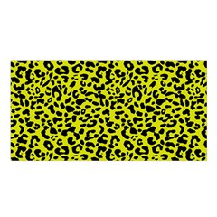 Leopard Spots Pattern, Yellow And Black Animal Fur Print, Wild Cat Theme Satin Shawl