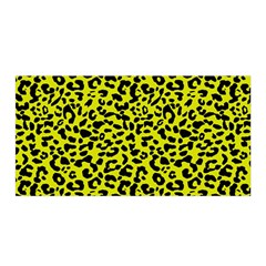 Leopard Spots Pattern, Yellow And Black Animal Fur Print, Wild Cat Theme Satin Wrap by Casemiro