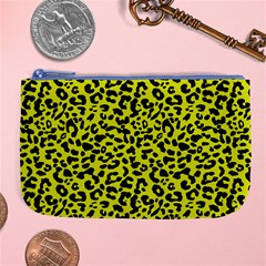 Leopard Spots Pattern, Yellow And Black Animal Fur Print, Wild Cat Theme Large Coin Purse by Casemiro