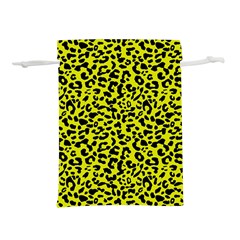 Leopard Spots Pattern, Yellow And Black Animal Fur Print, Wild Cat Theme Lightweight Drawstring Pouch (s) by Casemiro