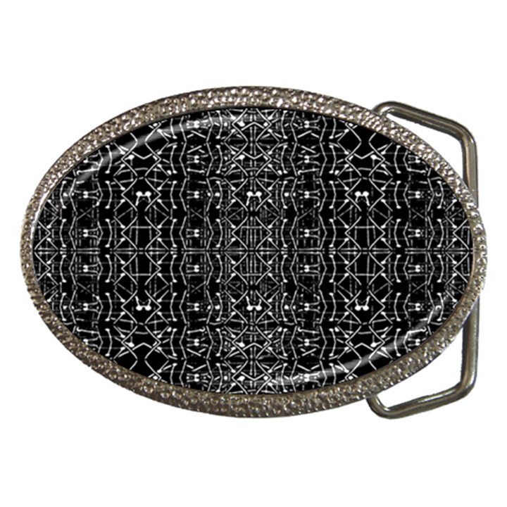 Black And White Ethnic Ornate Pattern Belt Buckles