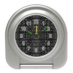 Black And White Ethnic Ornate Pattern Travel Alarm Clock