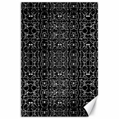 Black And White Ethnic Ornate Pattern Canvas 24  X 36  by dflcprintsclothing