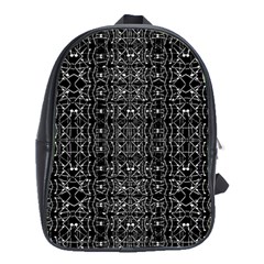 Black And White Ethnic Ornate Pattern School Bag (large)