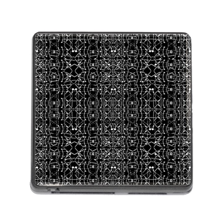 Black And White Ethnic Ornate Pattern Memory Card Reader (Square 5 Slot)