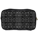 Black And White Ethnic Ornate Pattern Toiletries Bag (Two Sides) Front