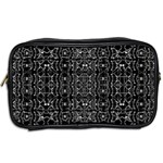 Black And White Ethnic Ornate Pattern Toiletries Bag (Two Sides) Back