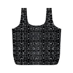 Black And White Ethnic Ornate Pattern Full Print Recycle Bag (m) by dflcprintsclothing