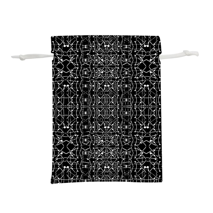 Black And White Ethnic Ornate Pattern Lightweight Drawstring Pouch (L)