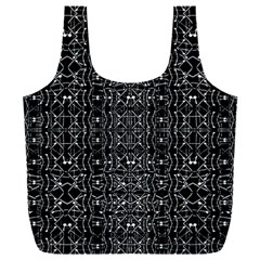 Black And White Ethnic Ornate Pattern Full Print Recycle Bag (xxl)