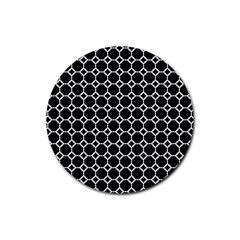 Pattern Abstrait Ronds Noir Rubber Round Coaster (4 pack) 