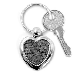 Black And White Texture Print Key Chain (heart) by dflcprintsclothing