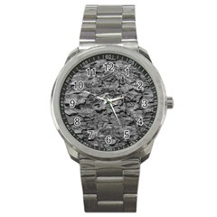 Black And White Texture Print Sport Metal Watch