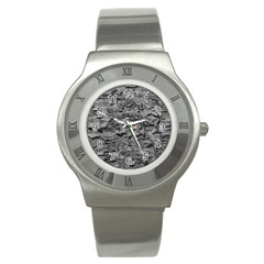 Black And White Texture Print Stainless Steel Watch by dflcprintsclothing