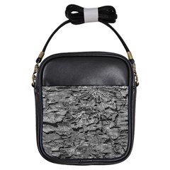 Black And White Texture Print Girls Sling Bag by dflcprintsclothing