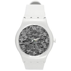 Black And White Texture Print Round Plastic Sport Watch (m) by dflcprintsclothing